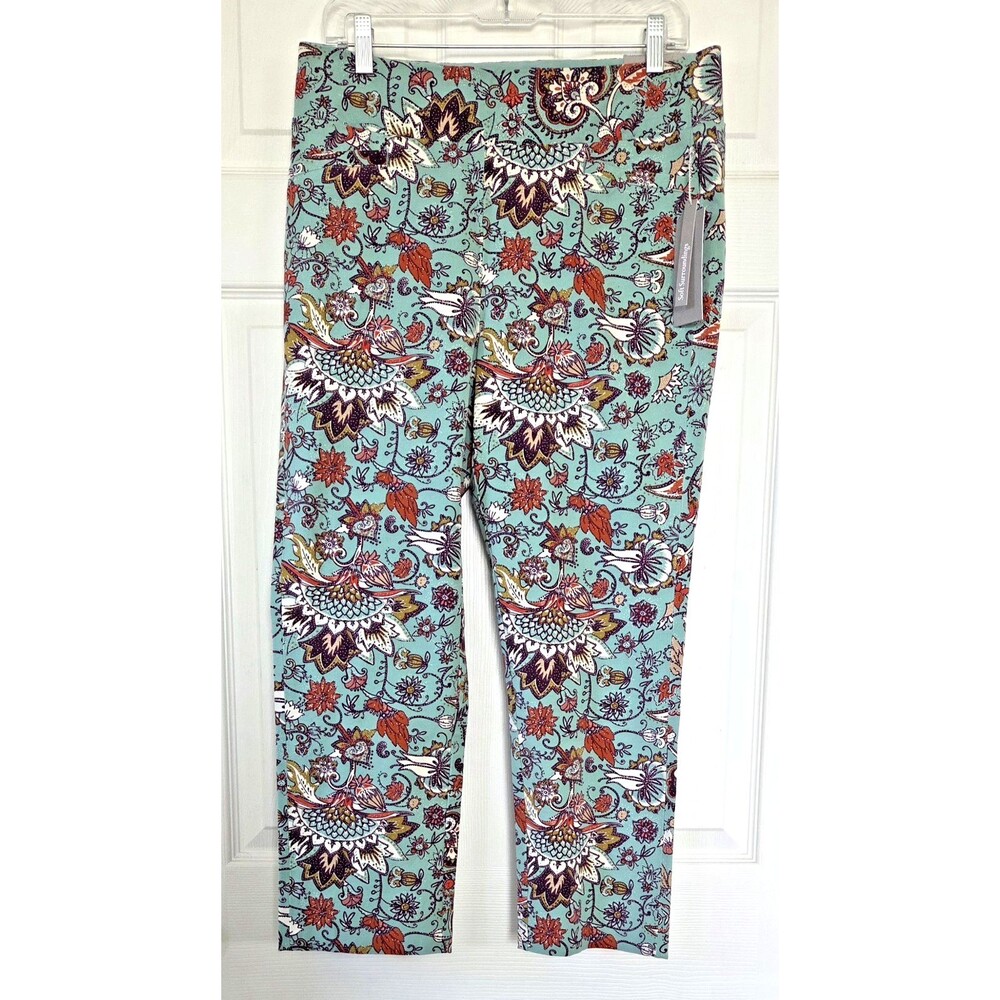 SOFT SURROUNDINGS Women's Aqua Superla Stretch Pull-On Crop Pants Size M NWT